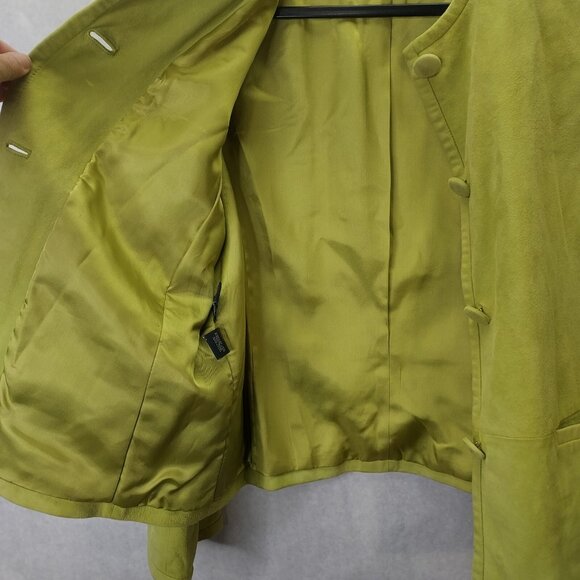 Jones New York Signature Suede Jacket Women's Sz 10 Olive Green Button Up Coat - Picture 7 of 13